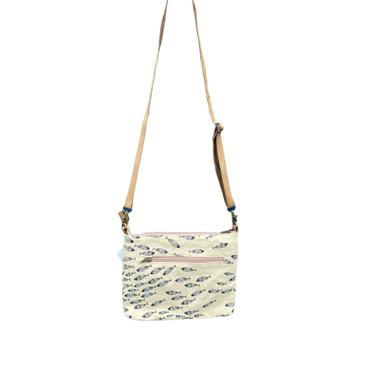 School of Fish Cotton Cross Body Bag - 10-1/2-in - Mellow Monkey