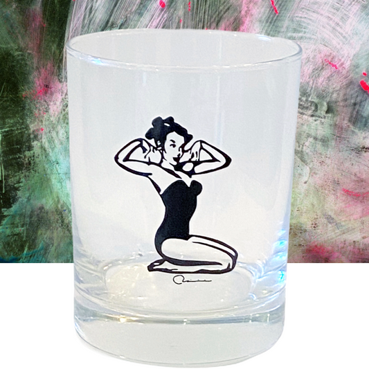 Vintage Pin Up Girl - Double Old Fashioned Rocks Glass - 13-1/2-oz - Mellow Monkey