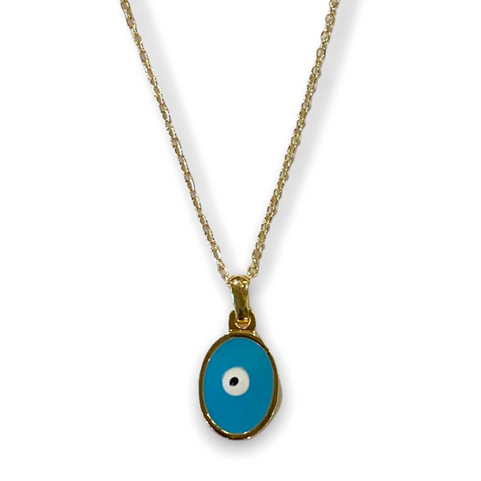 Oval Evil Eye Necklace - Turquoise - Mellow Monkey