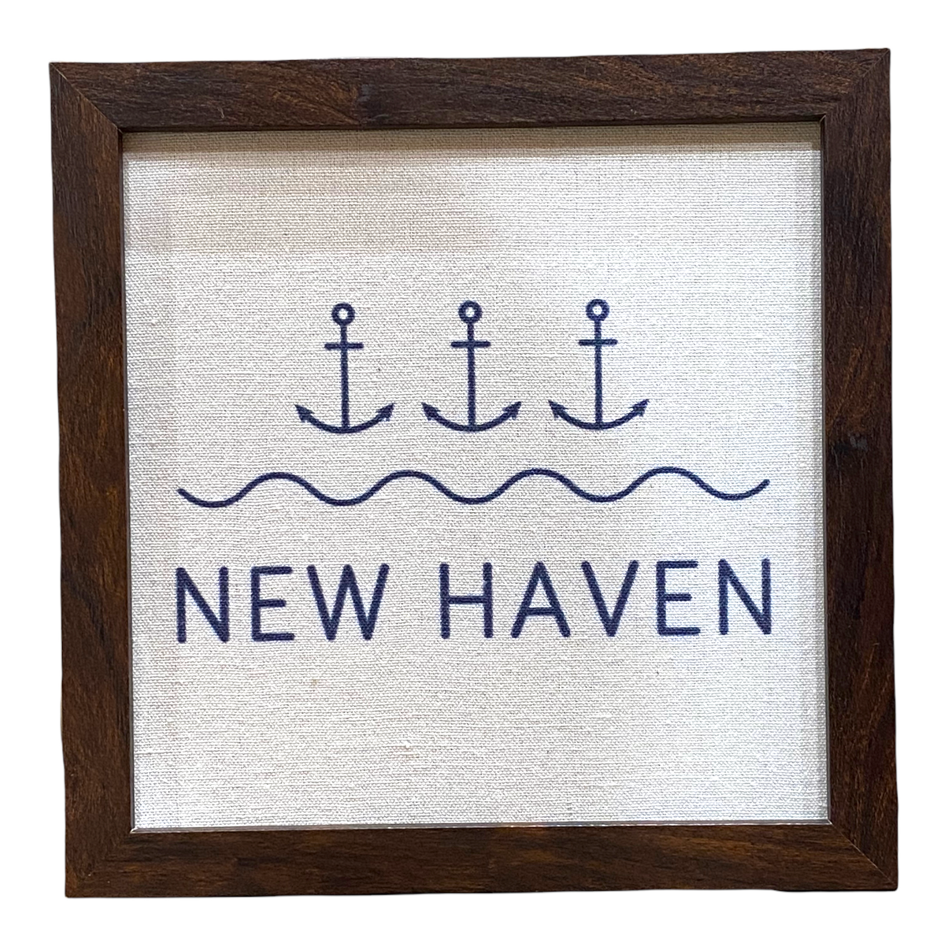 New Haven Anchor - Framed Printed Linen Print - 9-in - Mellow Monkey