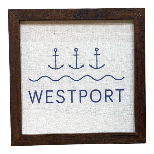 Westport Anchor - Framed Printed Linen Print - 9-in - Mellow Monkey