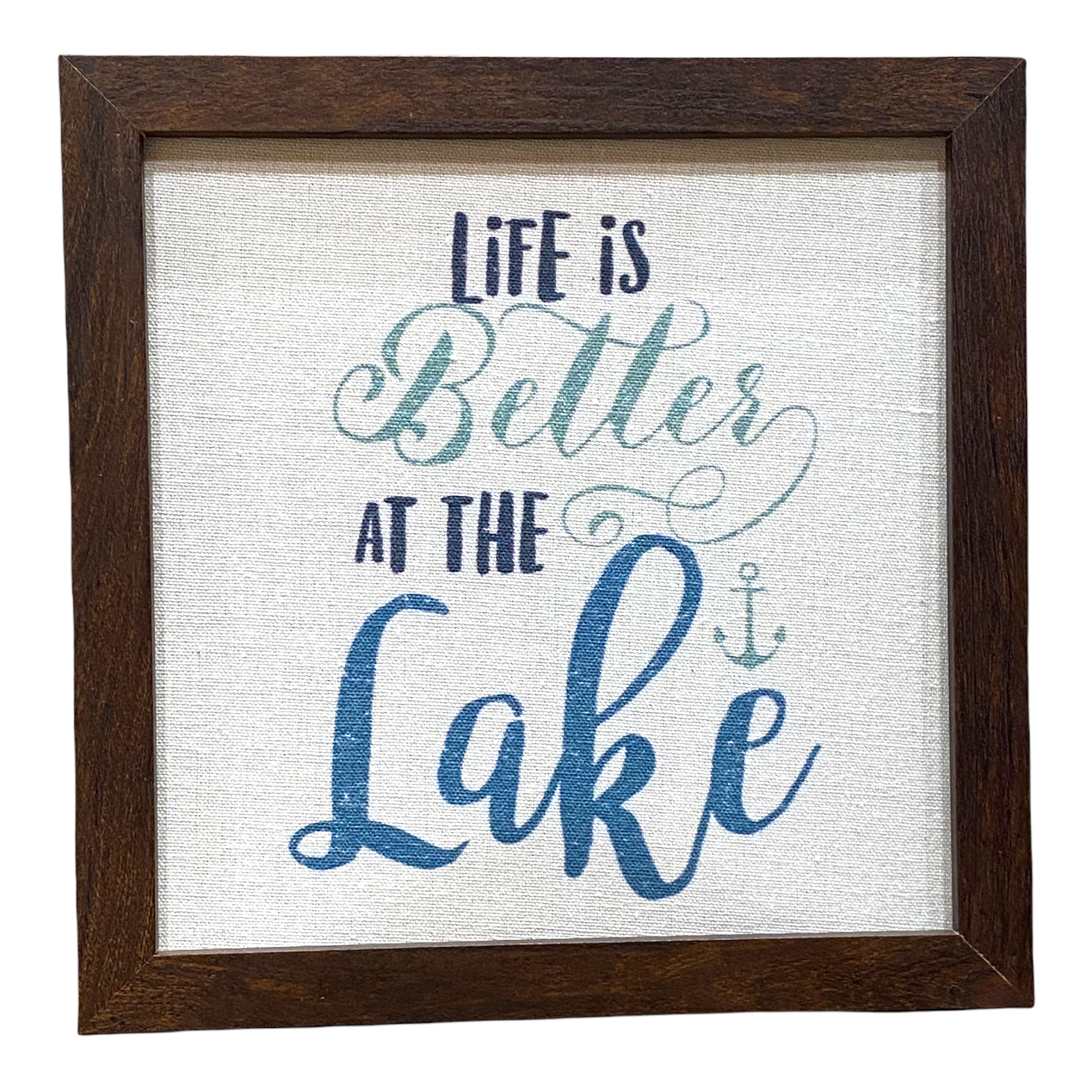 Life Is Better At The Lake - Framed Printed Linen Print - 9-in - Mellow Monkey