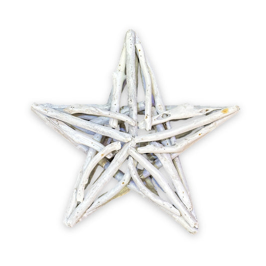 Decorative Driftwood Star - White Wash Finish - 20-in - Mellow Monkey