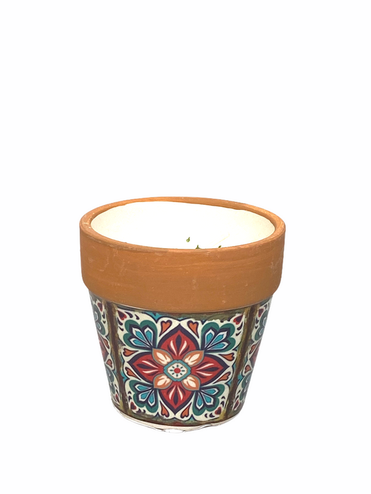 Swan Creek Candle - Mediterranean Terracotta Flower Pot Candle - Small - White Peach and Clove - Mellow Monkey