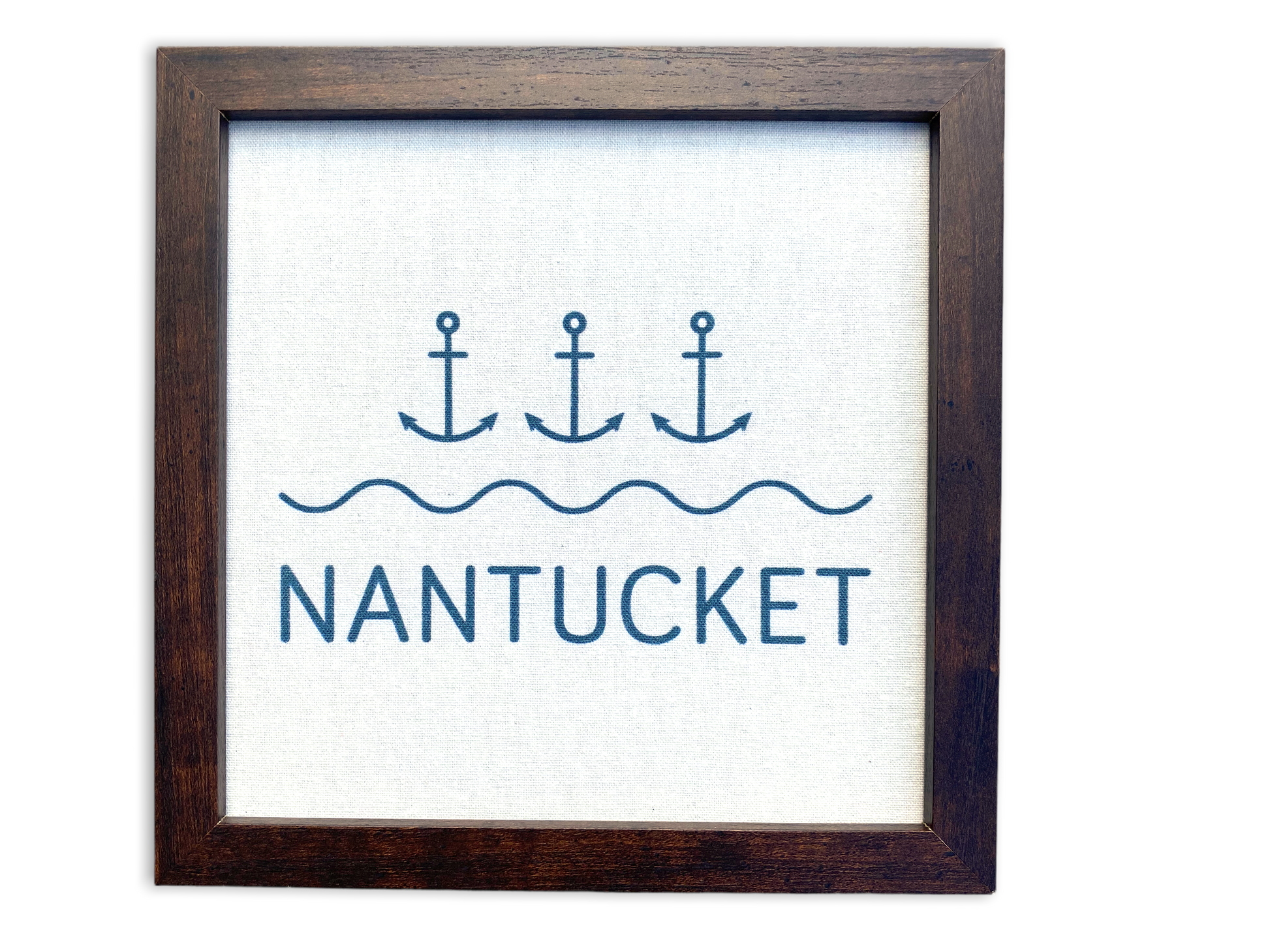 Nantucket - Anchor - Framed Printed Linen Print - 9-in - Mellow Monkey