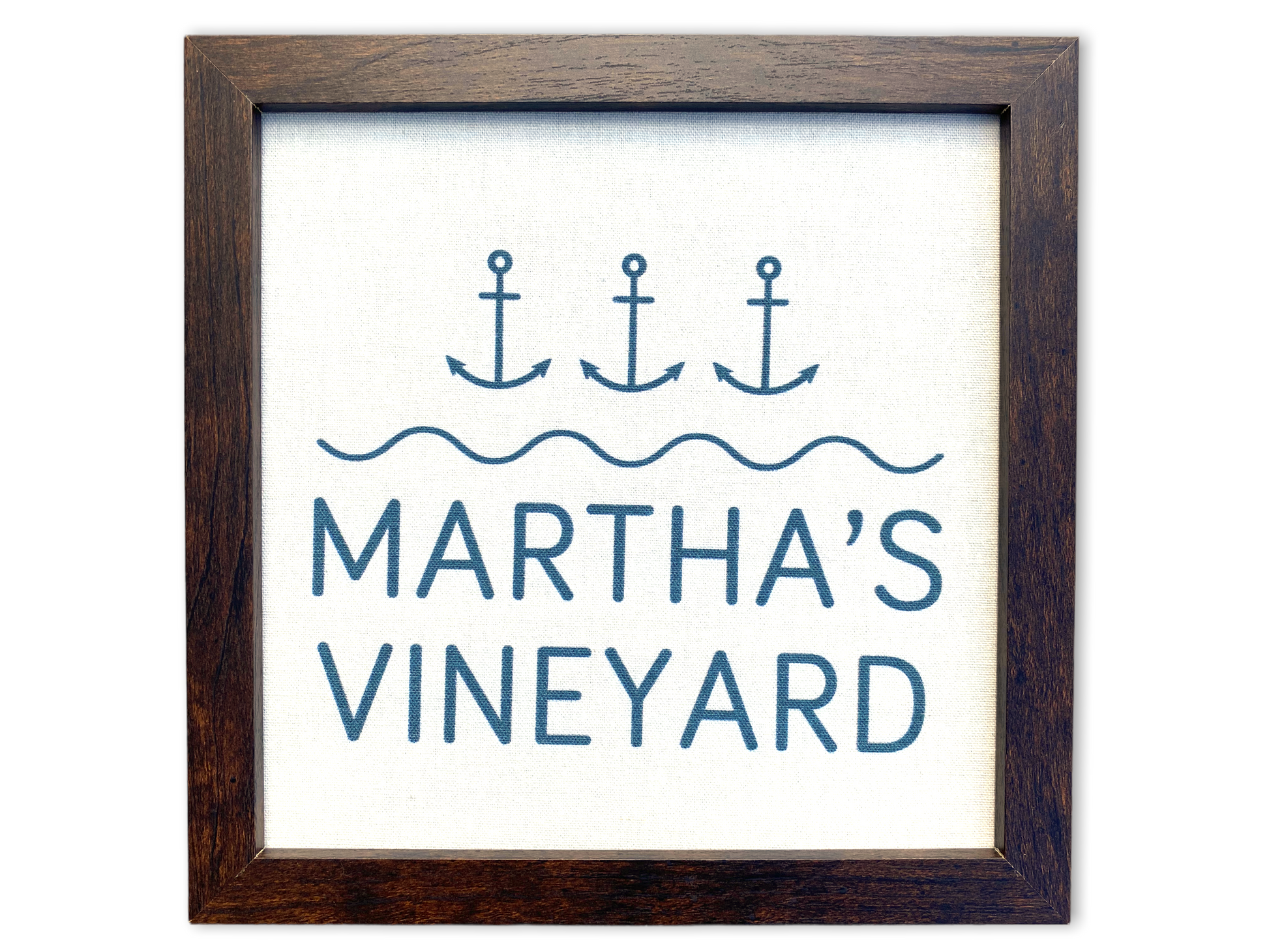 Martha's Vineyard - Anchor - Framed Printed Linen Print - 9-in - Mellow Monkey