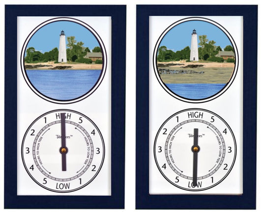 Tidepieces by Alan Winick - Five Mile Point Lighthouse / Old New Haven Harbor Lighthouse Tide Clock - Navy - Mellow Monkey