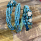 Triple Wrap Bead and Wire Bracelet with Stones and Beads - Turquoise - Mellow Monkey