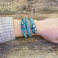 Triple Wrap Bead and Wire Bracelet with Stones and Beads - Turquoise - Mellow Monkey