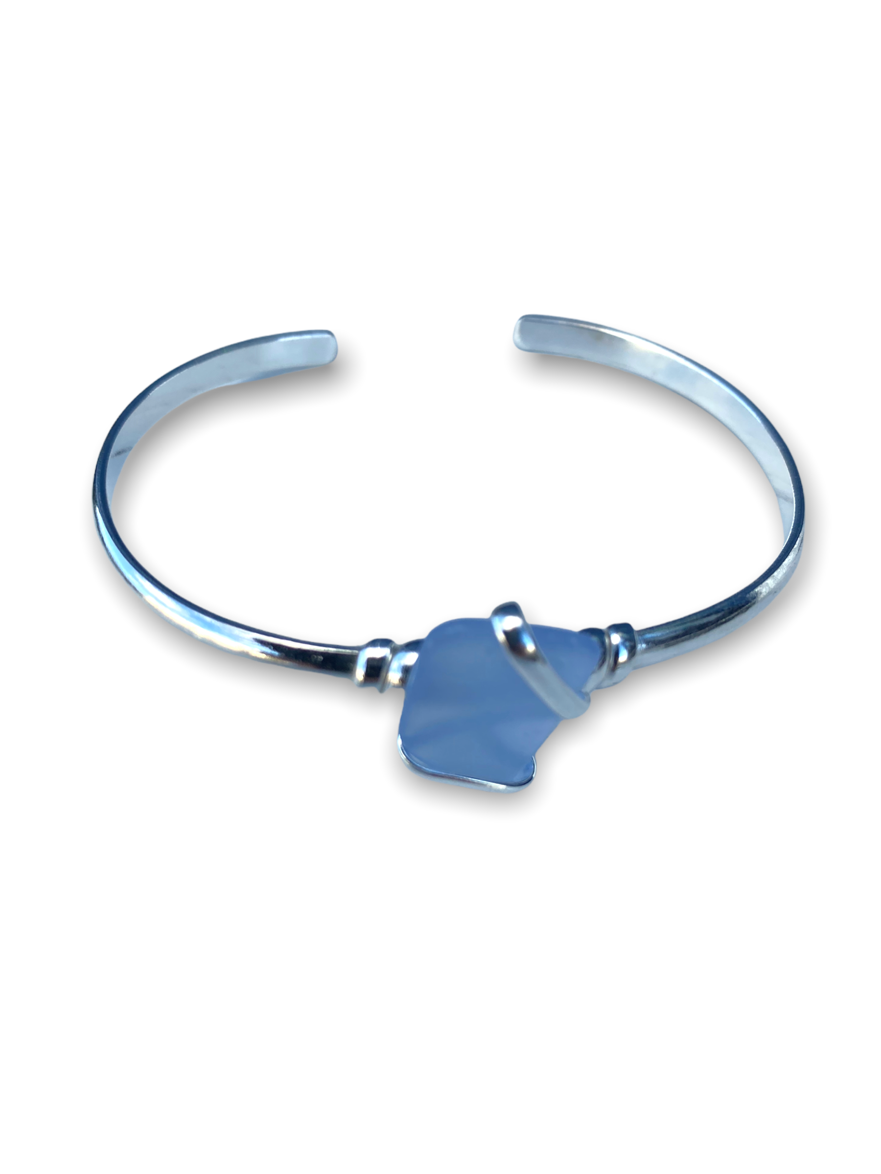 Beach Glass Nugget Mini Cuff Bracelet - Light Blue - Mellow Monkey