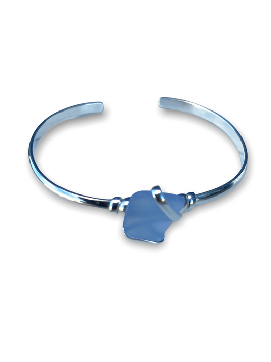 Sea Glass Nugget Mini Cuff Bracelet - Light Blue - Mellow Monkey