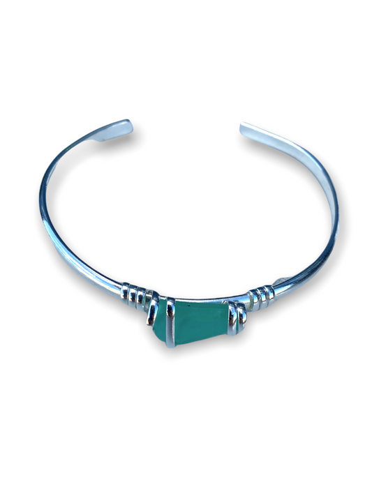 Sea Glass Nugget Mini Cuff Bracelet - Mint - Mellow Monkey
