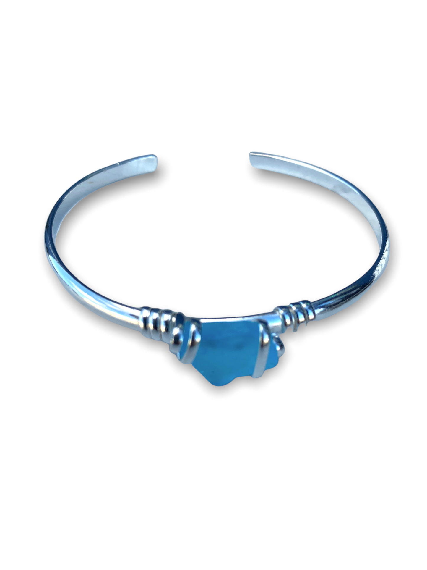 Beach Glass Nugget Mini Cuff Bracelet - Turquoise - Mellow Monkey