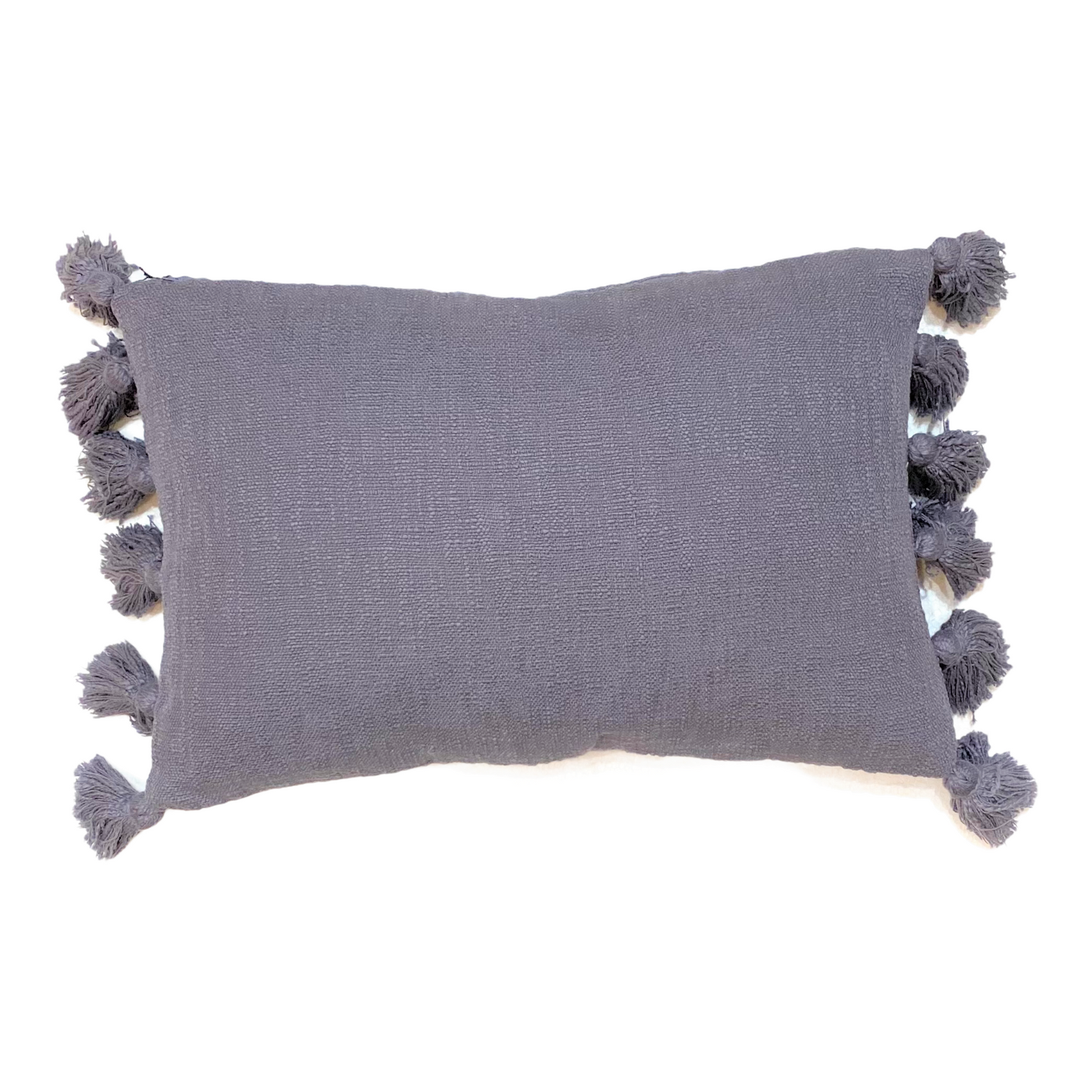 Cotton Lumbar Throw Pillow with Tassels - Violet Gray - Mellow Monkey