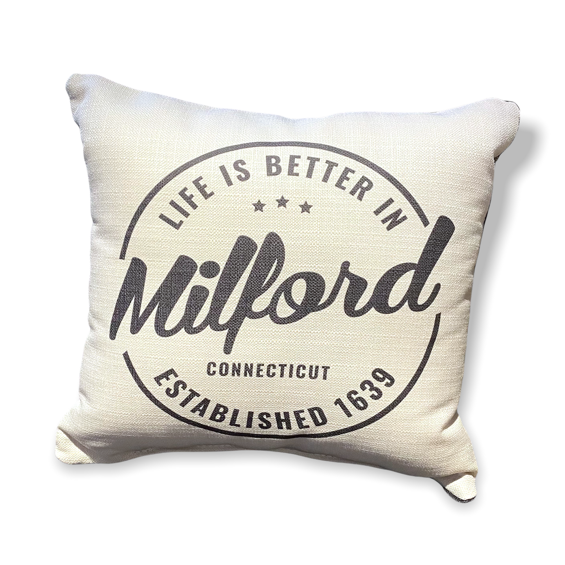 Life Is Better In Milford Connecticut Established 1639 - Throw Pillow - 16-in - Mellow Monkey