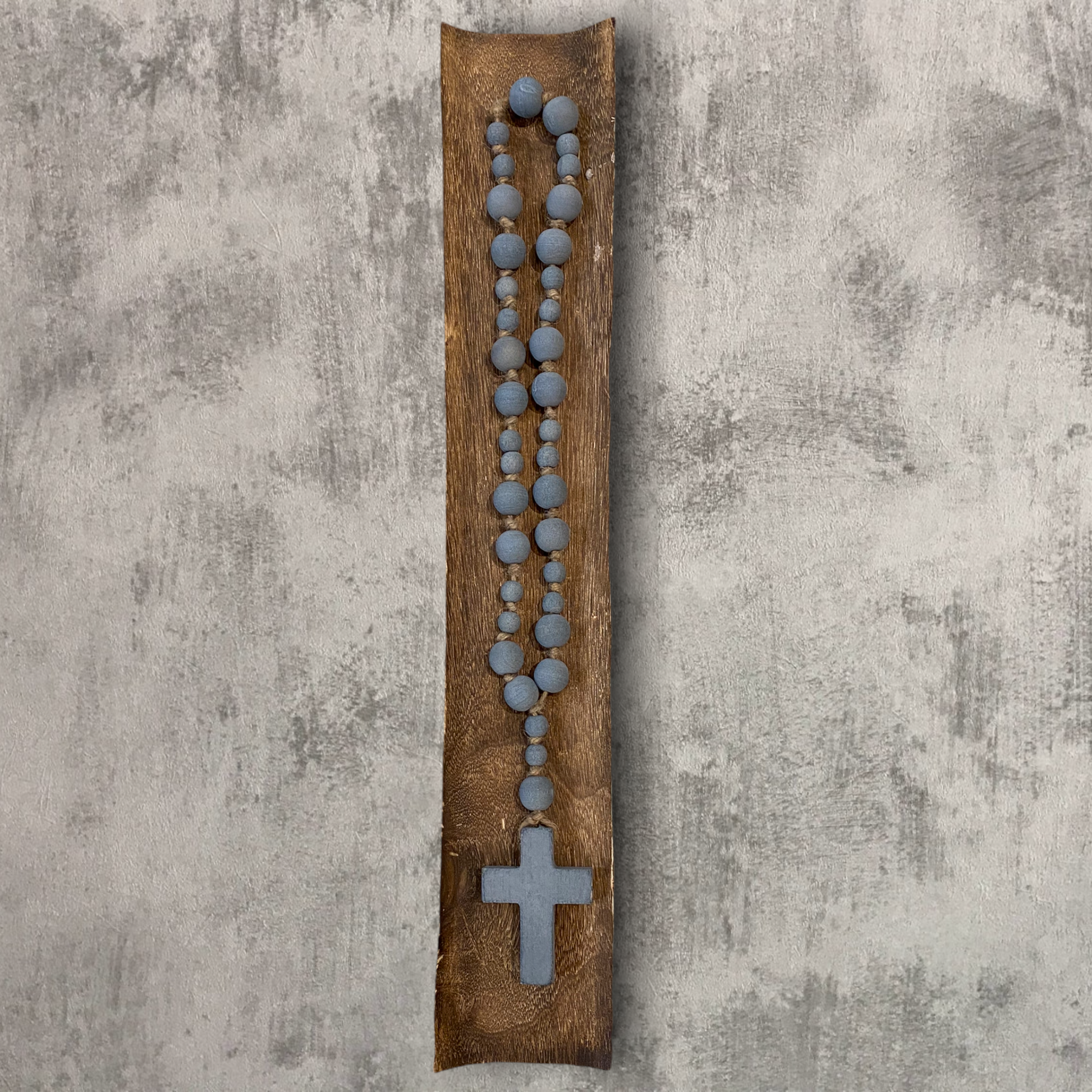 Wood Rosary Beads with Cross - 23-1/2-in - Blue - Mellow Monkey