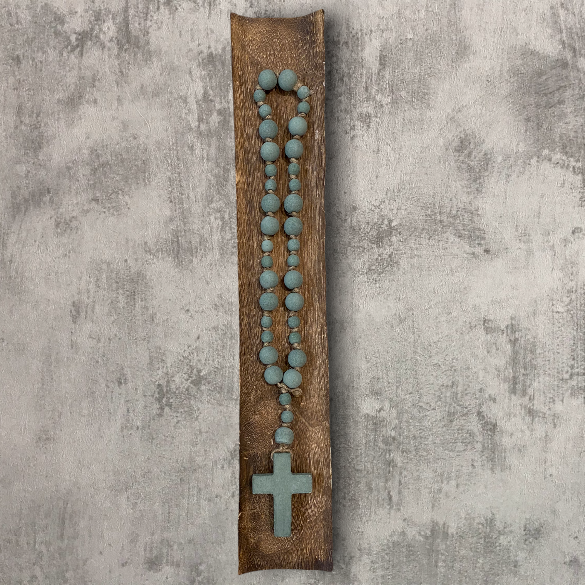 Wood Rosary Beads with Cross - 23-1/2-in - Green - Mellow Monkey