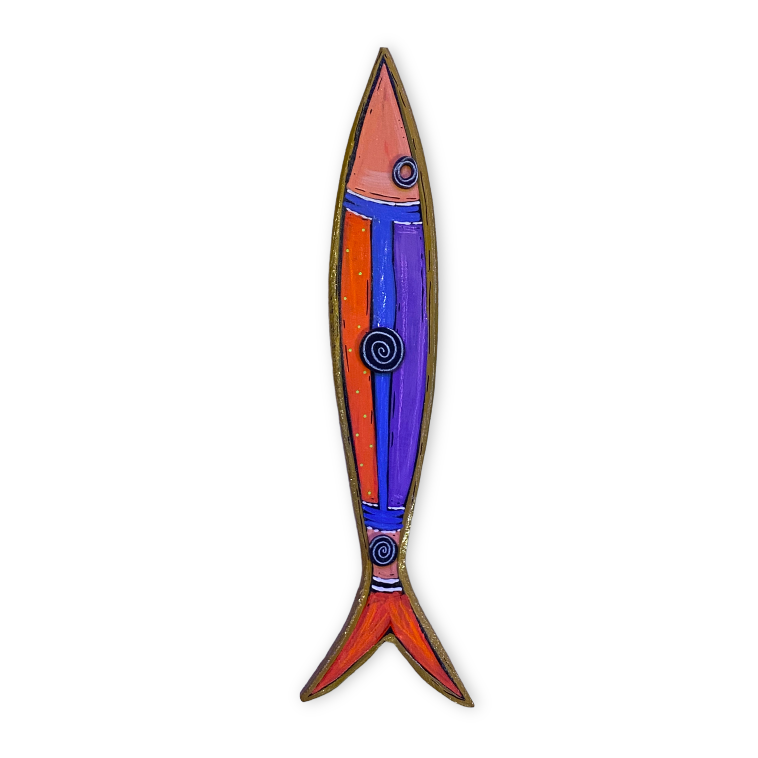 Hand Painted Skinny Fish - 15-in - Mellow Monkey