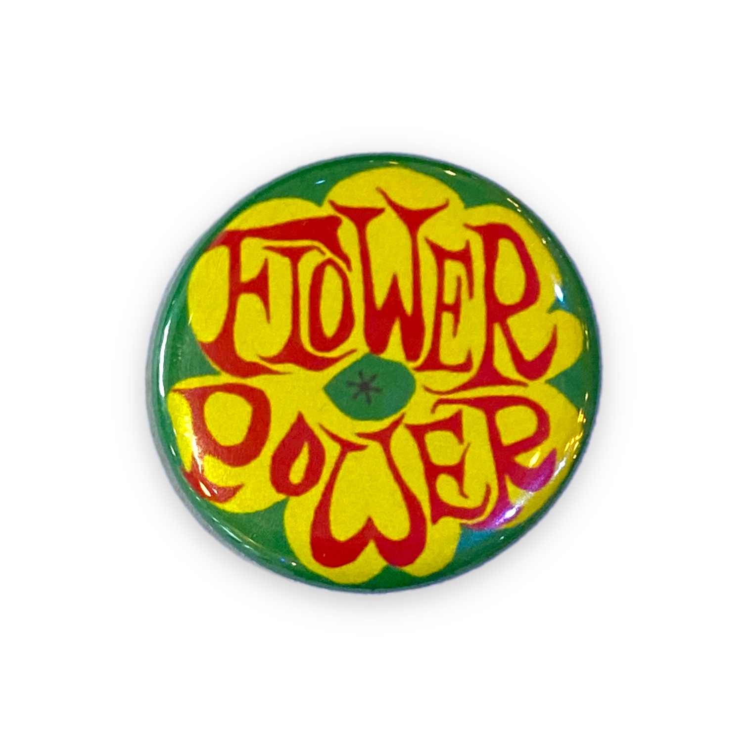 Flower Power - Pin Back Button - 1-1/4-in - Mellow Monkey