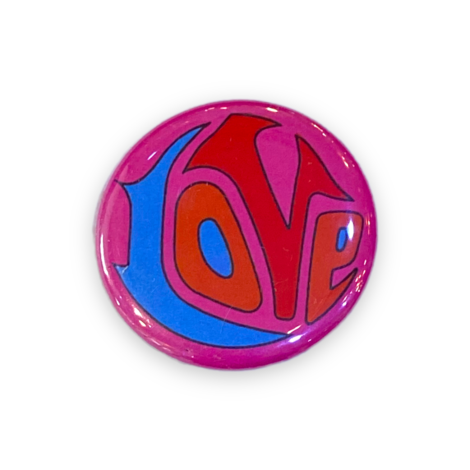 Love - Groovy Pin Back Button - 1-1/4-in - Mellow Monkey