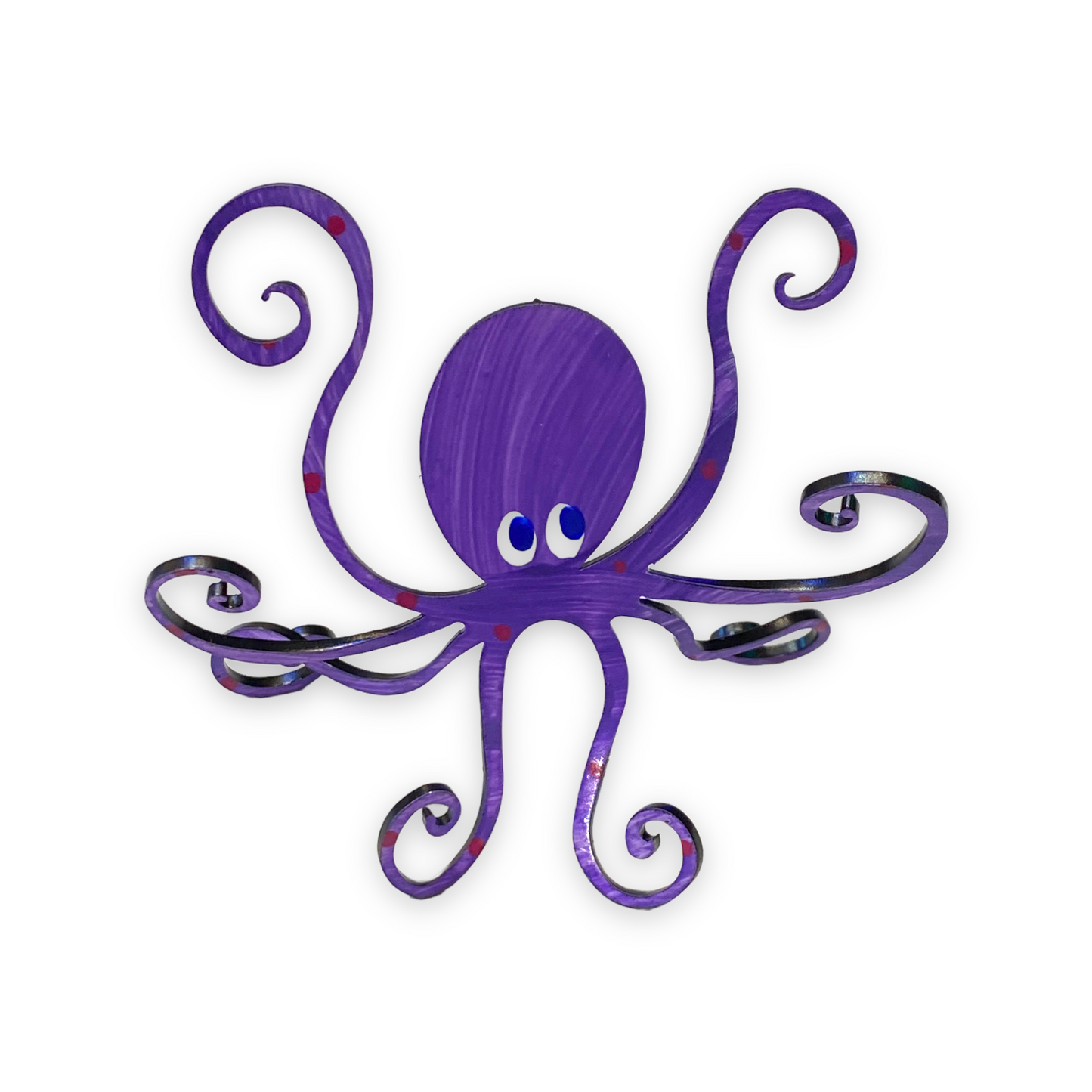 Octopus (Purple) Hand Painted Freestanding Metal Figurine - 3-1/2-in - Mellow Monkey