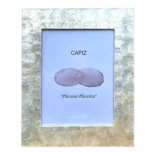 White Capiz Picture Frame - 13-1/2-in (For 8-in x 10-in Photo) - Mellow Monkey