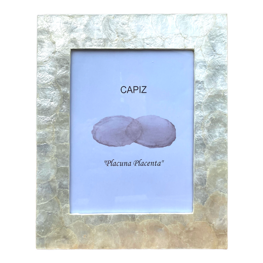White Capiz Picture Frame - 9-5/8-in (For 5-in x 7-in Photo) - Mellow Monkey