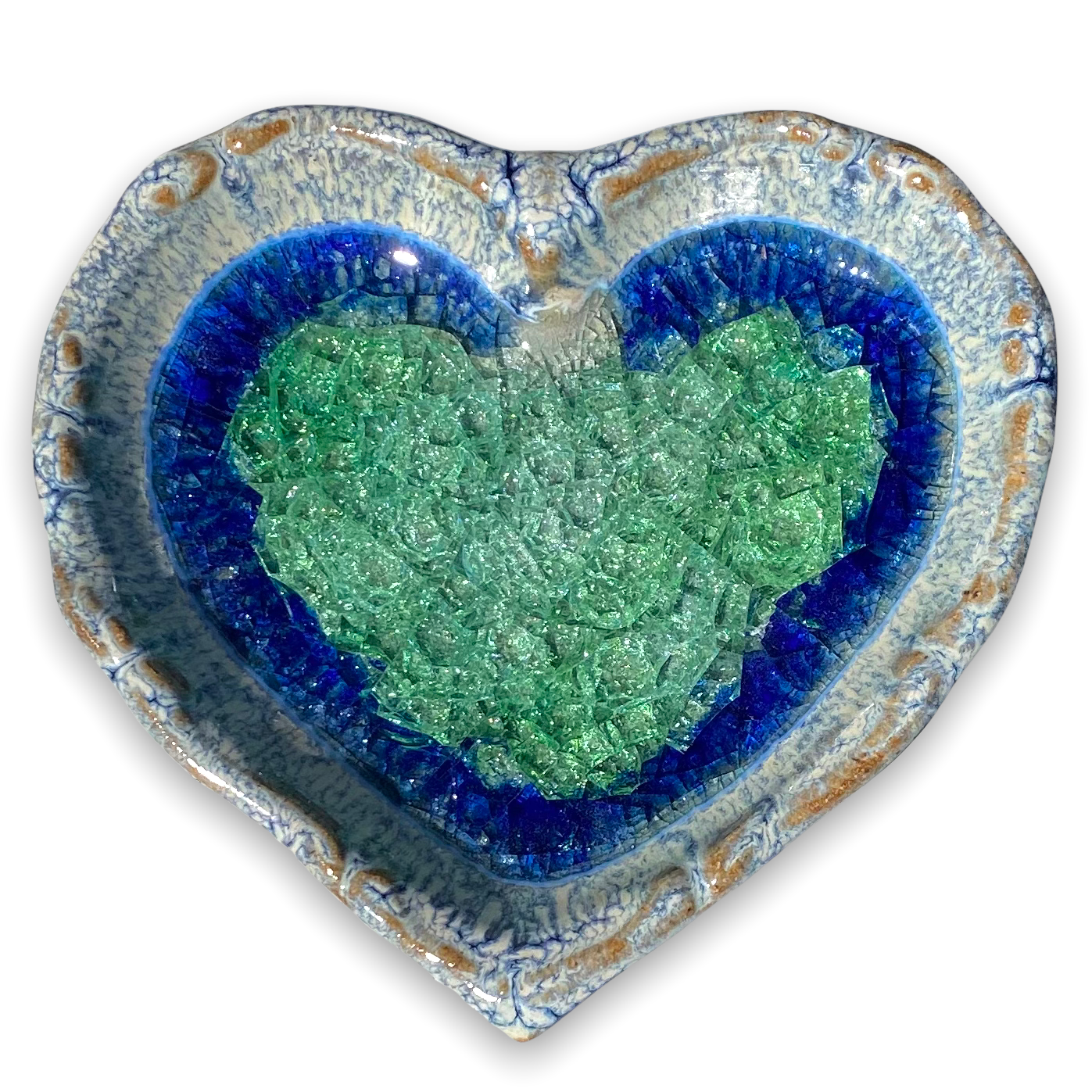 Down To Earth Pottery - Artisan Hand Made Glazed Pottery - Large Heart Dish - Mellow Monkey