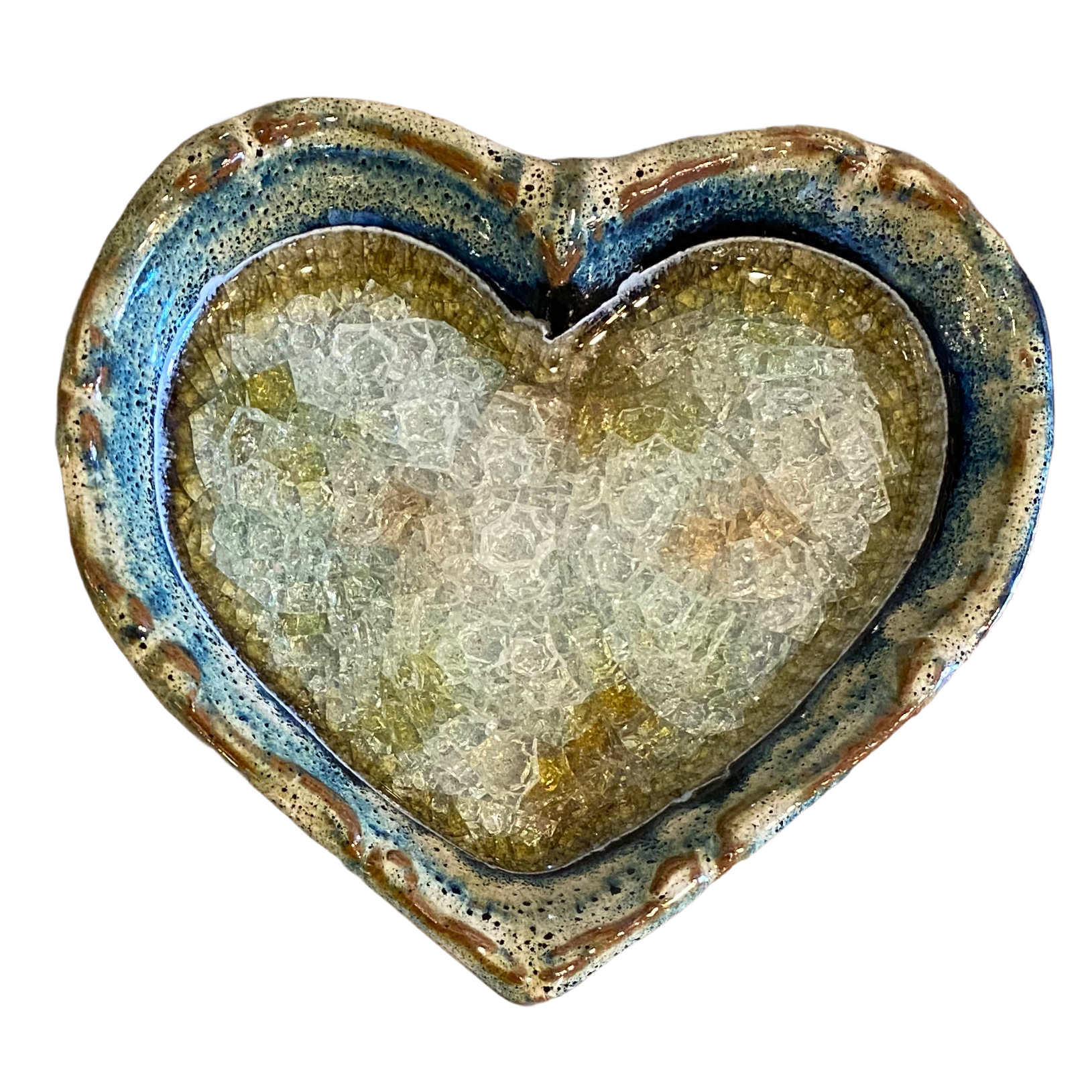 Down To Earth Pottery - Artisan Hand Made Glazed Pottery - Large Heart Dish - Mellow Monkey