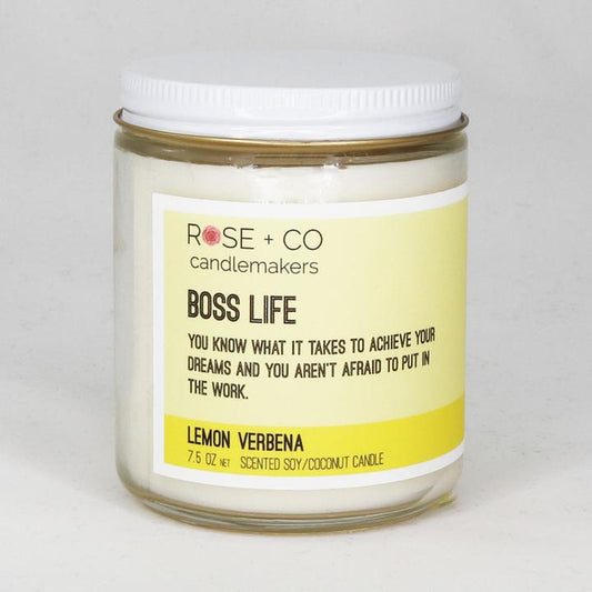 Boss Life - Lemon Verbena Scented Soy Coconut Candle - 7-1/2-oz - Mellow Monkey