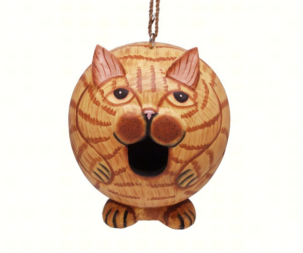 Orange Tabby Cat Gord-O Hanging Bird House - Mellow Monkey