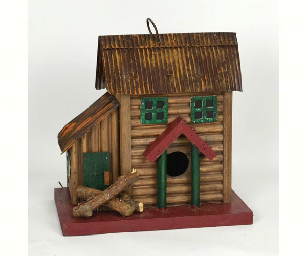 Two-Story Cabin Bird House - 8-in - Mellow Monkey