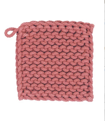 Crocheted Pot Holder - Thick Cotton - 8-in Square - Mellow Monkey
