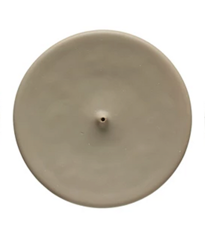 Round Stoneware Incense Holder - 3 Colors - 4-3/4-in - Mellow Monkey