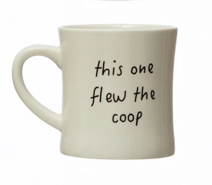 Chicken Stoneware Mug With Saying - 2 Styles - 4-in - Mellow Monkey