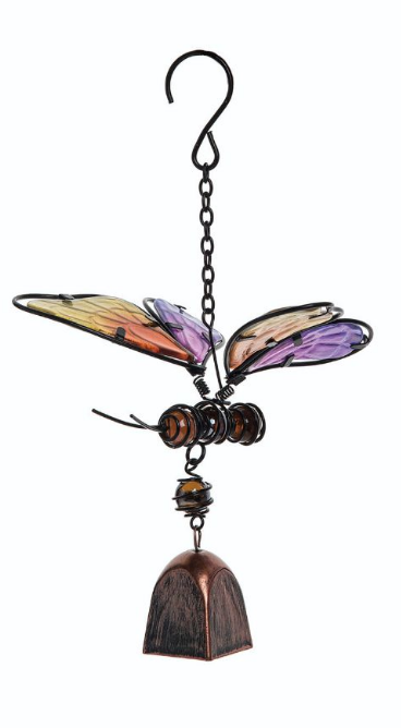 Metal Garden Bell - Butterfly Dragonfly - 12.25-in - Mellow Monkey