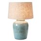 Aqua Reactive Glaze Stoneware Table Lamp with Linen Shade - 17-in. x 26-in. - Mellow Monkey