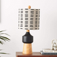 Wood & Ceramic Table Lamp with Linen Shade - Mellow Monkey
