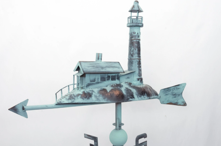 Copper Lighthouse Weather Vane with Patina Finish - 33-3/4-in. - Mellow Monkey