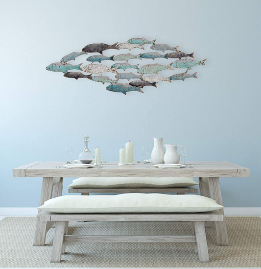 Metal School of Fish Wall Decor - 39-1/2-in - Mellow Monkey