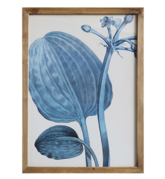 Wood Framed Blue Botanical Wall Décor - 20-1/2 x 28-1/4-in - Mellow Monkey