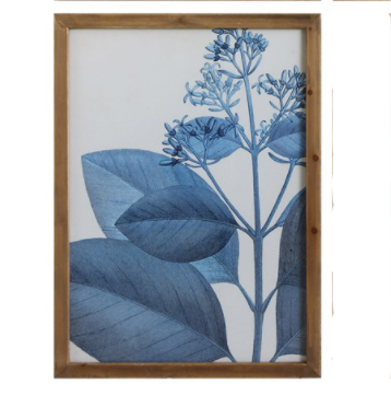 Wood Framed Blue Botanical Wall Decor - 20-1/2 x 28-1/4 - 4 Styles - Mellow Monkey