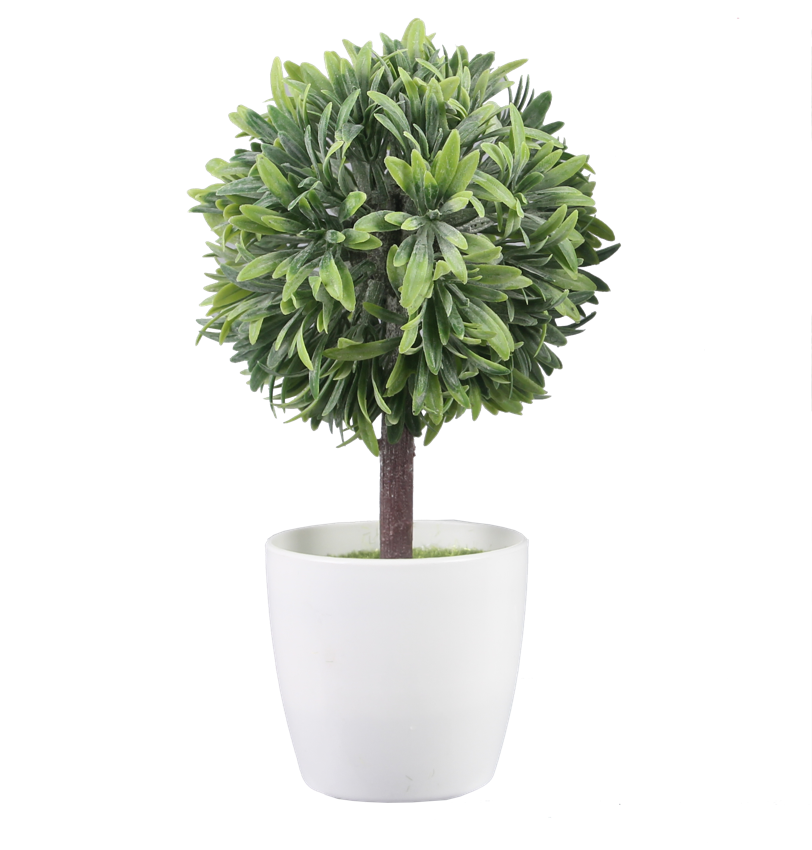 Artificial Topiary in White Planter - 7-1/2 x 4-in. - 2 Styles - Mellow Monkey