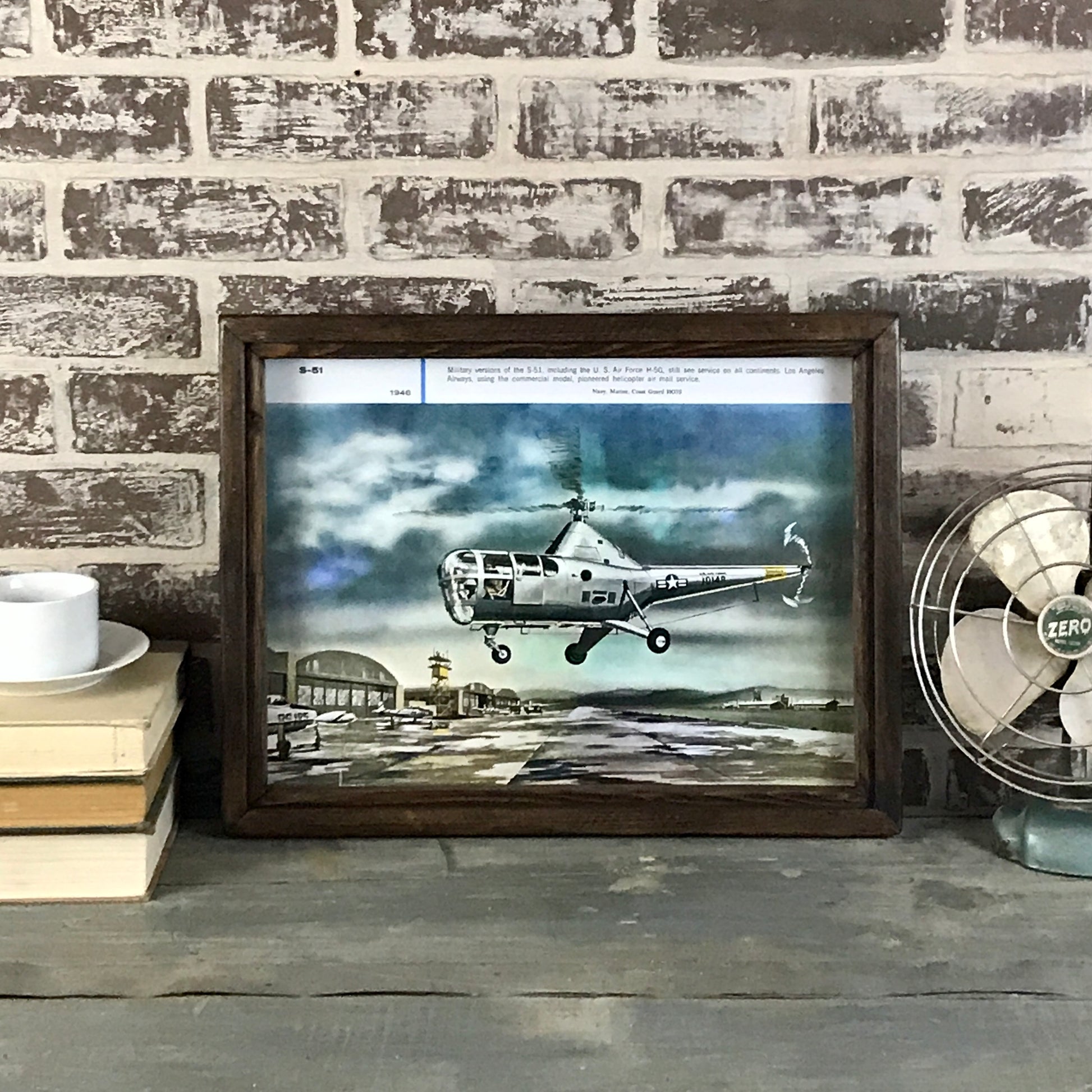 Sikorsky Aircraft Calendar Reproductions - Reclaimed Wood Frame - Black - 18-1/8-in - Mellow Monkey