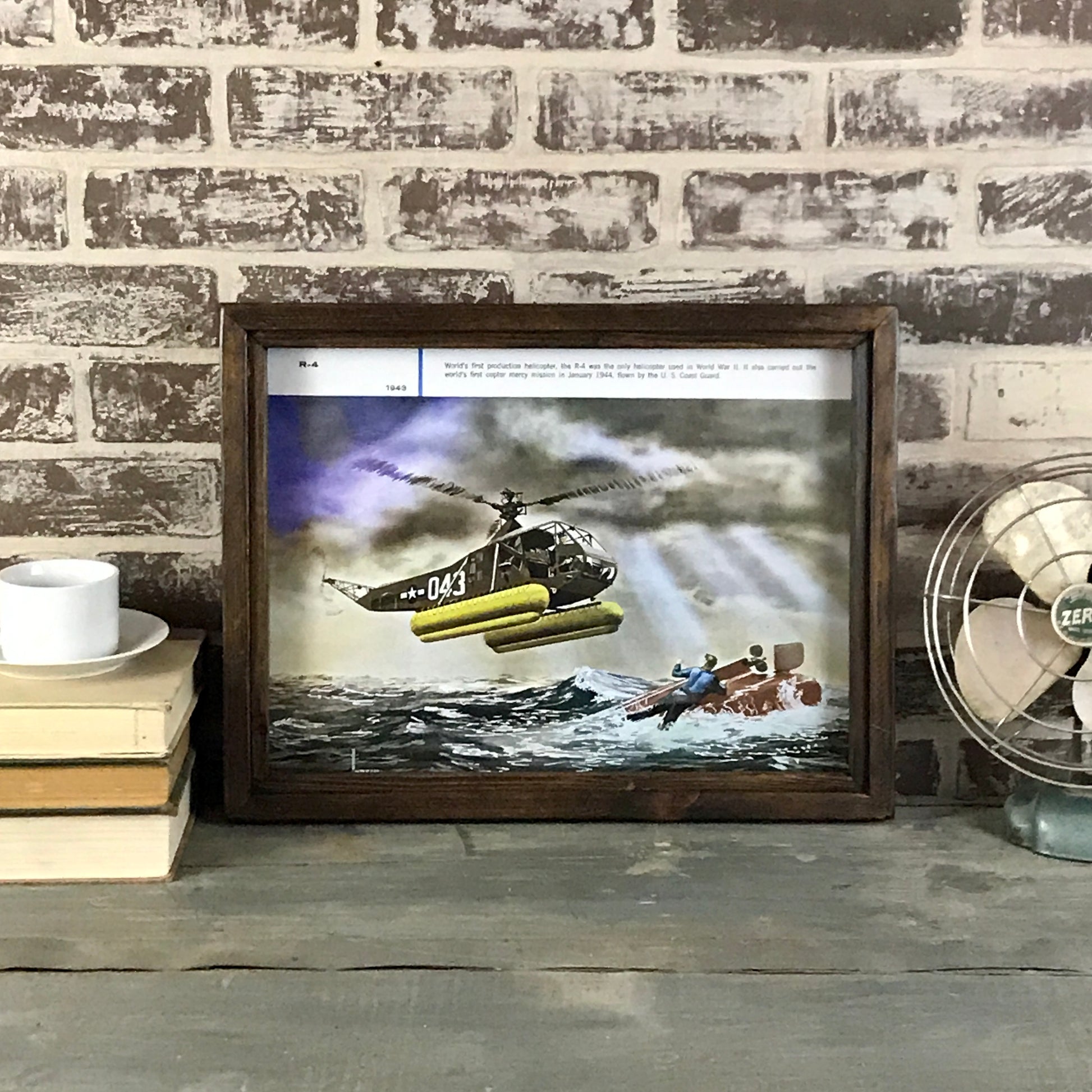 Sikorsky Aircraft Calendar Reproductions - Reclaimed Wood Frame - Black - 18-1/8-in - Mellow Monkey