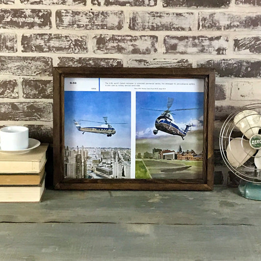 Sikorsky Aircraft Calendar Reproductions - Reclaimed Wood Frame - Black - 18-1/8-in - Mellow Monkey