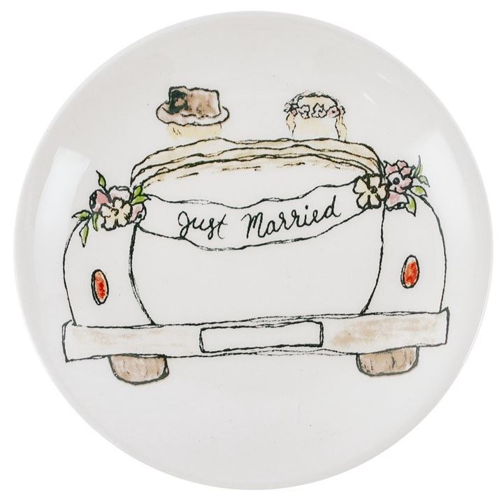 Just Married - Ceramic Wedding Trinket Dish - 3-in - Mellow Monkey