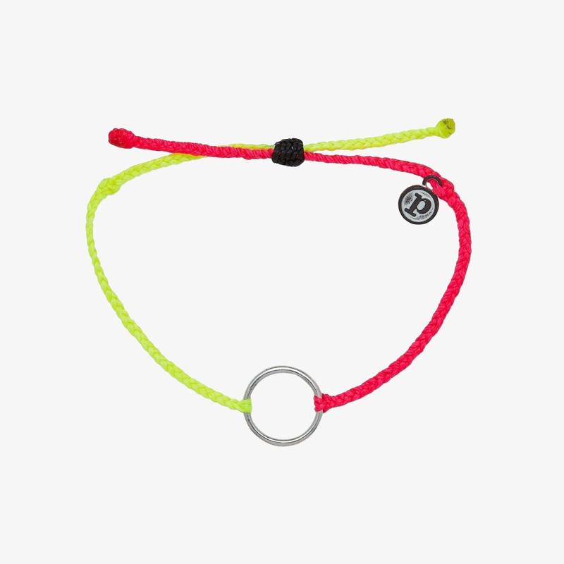 Puravida - Two Toned Full Circle Charm Bracelet - Neon Yellow Neon Pink - Mellow Monkey