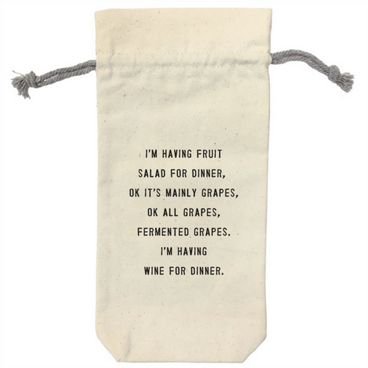 Canvas Wine Bag - I'm Having Fruit Salad For Dinner - Mellow Monkey
