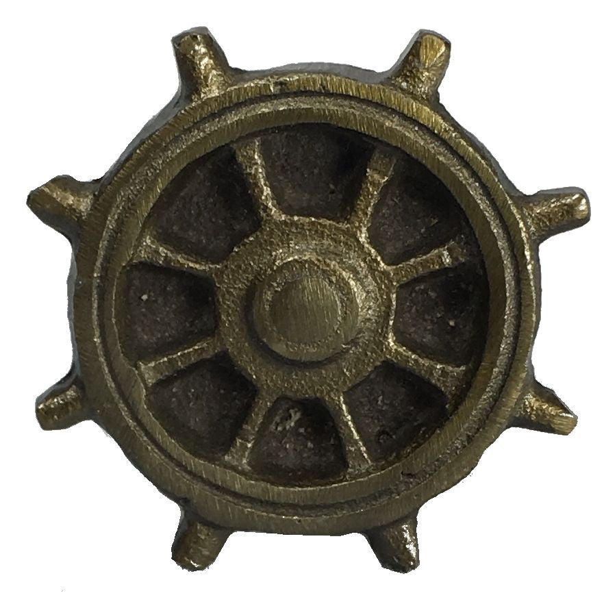 Iron Ship's Wheel Metal Drawer Cabinet Cupboard Pull Knob Antique Brass - Mellow Monkey